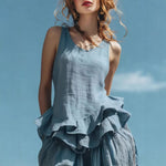 Casual Fashion Sleeveless Hem Ruffled Top