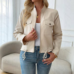 New Autumn Sports Waist Fashion Long-Sleeved Old Money Style Lapel Jacket