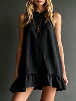 Effortless Sleeveless Ruffle Hem Shift Dress ¨C Relaxed Linen Blend Style