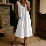 New Women'S Clothing Solid Color Lace Decoration Sleeveless Dress