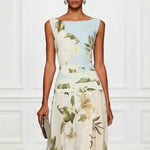 Vintage Lily Floral Color Block Maxi Gown