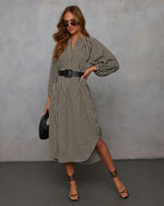 Striped Belted Midi Dress