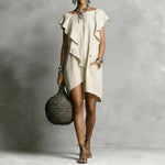 Elegant And Romantic Contrasting Color Ruffle Dress