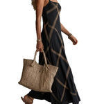 Diamond Lattice Textured Square Neck Slip Maxi Dress ¨C Boho Summer Long Cami Dress