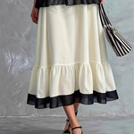 Elegant Black & White Tiered Two-Piece Maxi Set