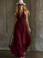 Light Blue Crisscross Halter Flowy Chiffon Maxi Dress