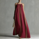 Vertical Stripe Spaghetti Strap Loose Flowy Maxi Dress