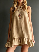 Effortless Sleeveless Ruffle Hem Shift Dress ¨C Relaxed Linen Blend Style