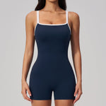Contrast Trim Low Back Spaghetti Strap Yoga wear