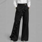 Ruffle Accent High-Waist Wide-Leg Jeans