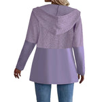 Women'S Autumn And Winter Solid Color Corrugated Stitching Casual Loose Women'S Hooded Jacket