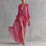 Fuchsia Chiffon Wrap Maxi Dress Timeless Elegance, Effortless Allure