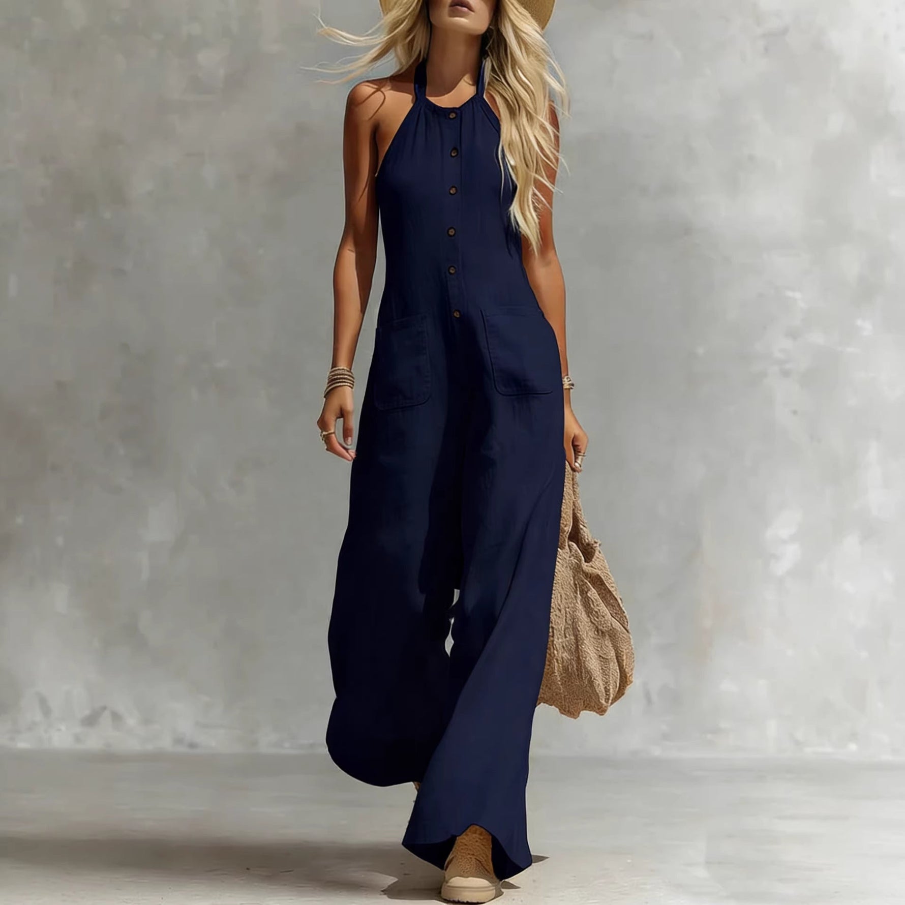 Breezy Halter Wide-Leg Jumpsuit