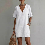 Summer V-Neck Loose Casual Independent New Fashion Dress