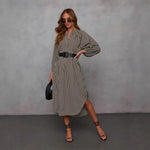 Striped Belted Midi Dress