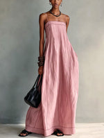 Contrast Stitch Thin Strap Straight Maxi Slip Dress