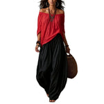 Summer New Women'S High-End Casual Wide-Leg Pants Paired With Exquisite One-Line Collar Off-Shoulder Tops
