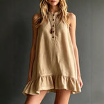Effortless Sleeveless Ruffle Hem Shift Dress ¨C Relaxed Linen Blend Style