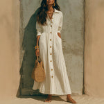 Oversized Crinkled Button Down Shirt Maxi Dress