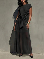 Elegant White Twist-Front Semi-Sheer Maxi Dress