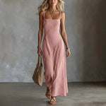 Diamond Lattice Textured Square Neck Slip Maxi Dress ¨C Boho Summer Long Cami Dress