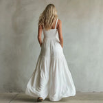 White Smocked Wide-Leg Jumpsuit
