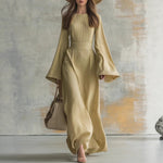 Elegant Solid Color Long-Sleeved Dress
