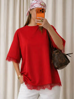 Oversized Lace Splicing Tee