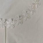 Style Flower Lace Round Neck Short-Sleeved T-Shirt For Women, Vertical Pit Strips, Three Buttons, Elastic Slim Short Sleeves