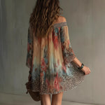 Fairy Off-Shoulder Floral Leopard Print Skirt