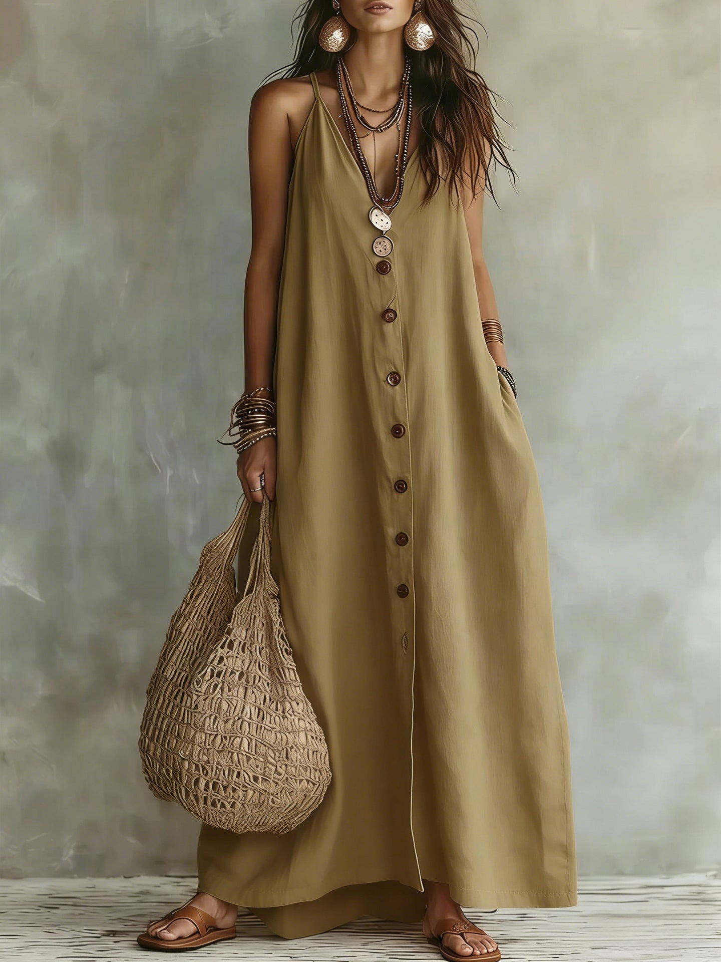 ?? Boho Linen Maxi Dress: Effortless Summer Style