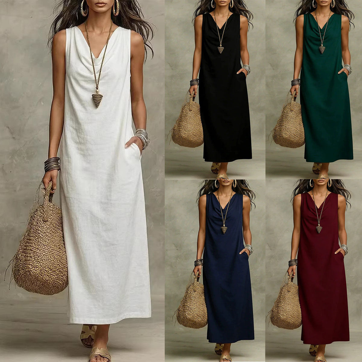 ?? Sleeveless Linen Maxi Dress: Effortless Boho-Chic for Every Occasion