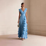 Flutter Sleeve Ruffle Maxi Dress