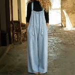 Vintage Washed Wide Leg Denim Overalls