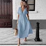 Front tie V-neck A-line dress