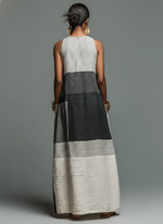 Women's Linen-Blend Color Block Striped Sleeveless Maxi Dress With Pockets