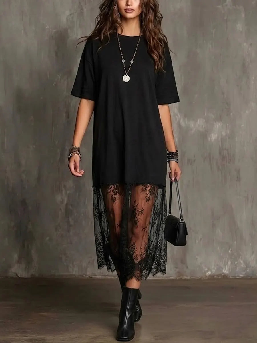 Women's Loose-fit Lace Patchwork Dress