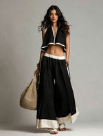 Sleeveless V-Neck Two-Piece Set ¨C Solid Color Lounge & Casual Outfit