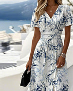 Elegant Botanical-Print Dress