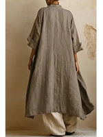 Bohemian Linen And Cotton Long Cardigan And Sleeveless Top And Pants Three-piece Set