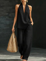 Loose Sleeveless Solid Color V-Neck Vest Top