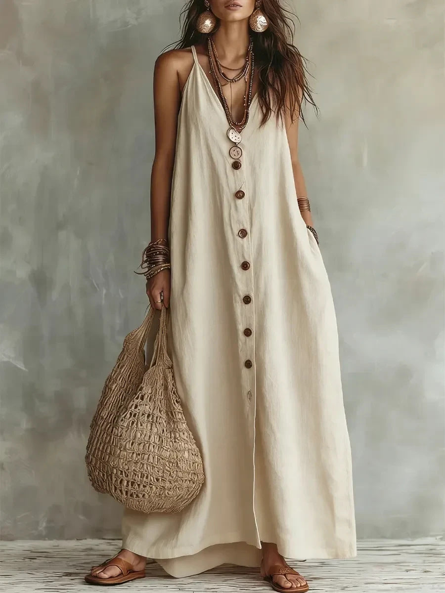 ?? Boho Linen Maxi Dress: Effortless Summer Style