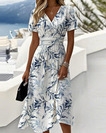 Elegant Botanical-Print Dress