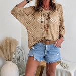 ? Handmade Crochet V©\Neck Boho Top | Apricot Summer Essential