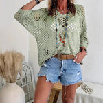 ? Handmade Crochet V©\Neck Boho Top | Apricot Summer Essential