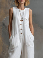 Effortless Linen Sleeveless Wide-Leg Jumpsuit