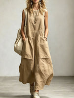 Women's Sleeveless Round Neck Wide-leg Jumpsuit