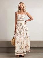 Vintage Floral Tiered Maxi Dress | Square Neck Cami Sundress