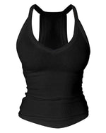 Built-in Bra V-Neck Ribbed Spaghetti Strap Cami Top