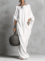 Oversized Linen Maxi Kaftan Dress